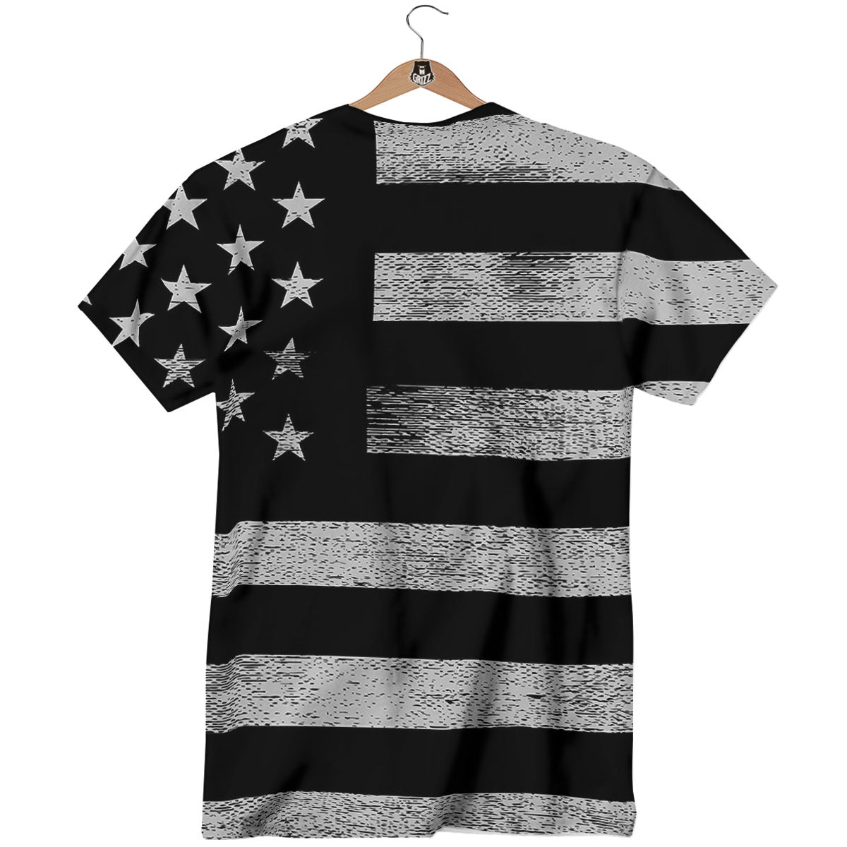 USA Flag White And Black Print T-Shirt-grizzshop