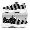 USA Flag White And Black Print White Chunky Shoes-grizzshop