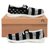 USA Flag White And Black Print White Loafers-grizzshop