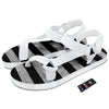 USA Flag White And Black Print White Open Toe Sandals-grizzshop