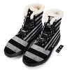 USA Flag White And Black Print Winter Boots-grizzshop