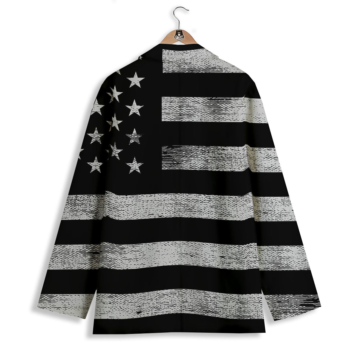 USA Flag White And Black Print Women's Blazer-grizzshop