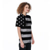 USA Flag White And Black Print Women's Golf Shirts-grizzshop