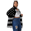 USA Flag White And Black Print Women's Sherpa Jacket-grizzshop