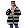 USA Flag White And Black Print Women's Sherpa Jacket-grizzshop