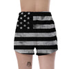 USA Flag White And Black Print Women's Shorts-grizzshop