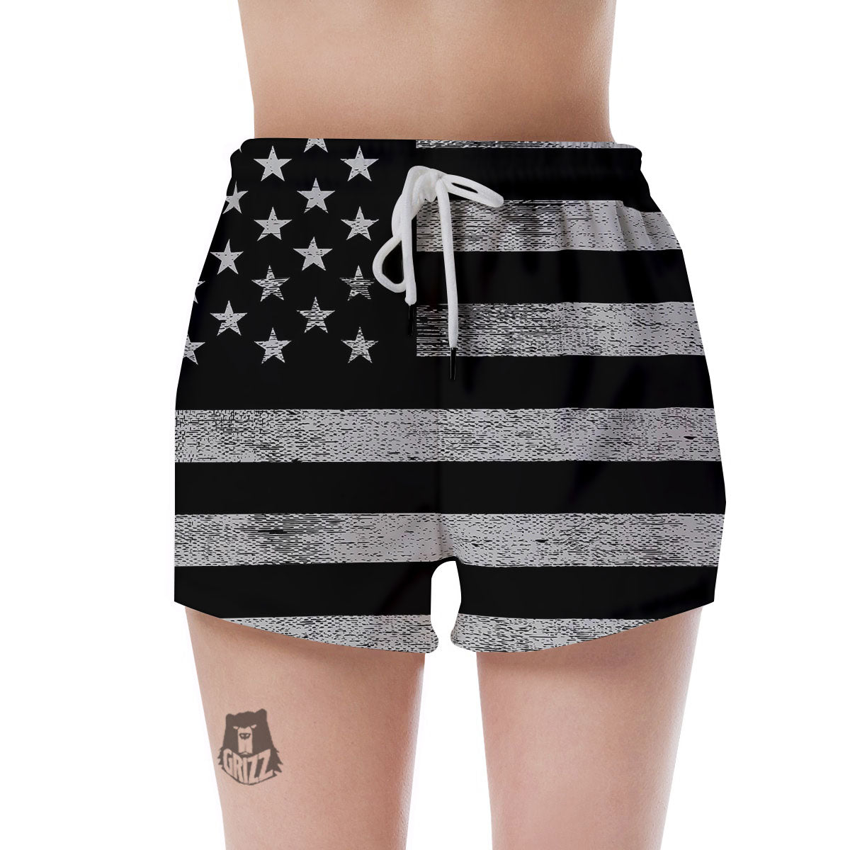 USA Flag White And Black Print Women's Shorts-grizzshop