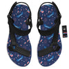 USA Star 4th of July Print Pattern Black Open Toe Sandals-grizzshop