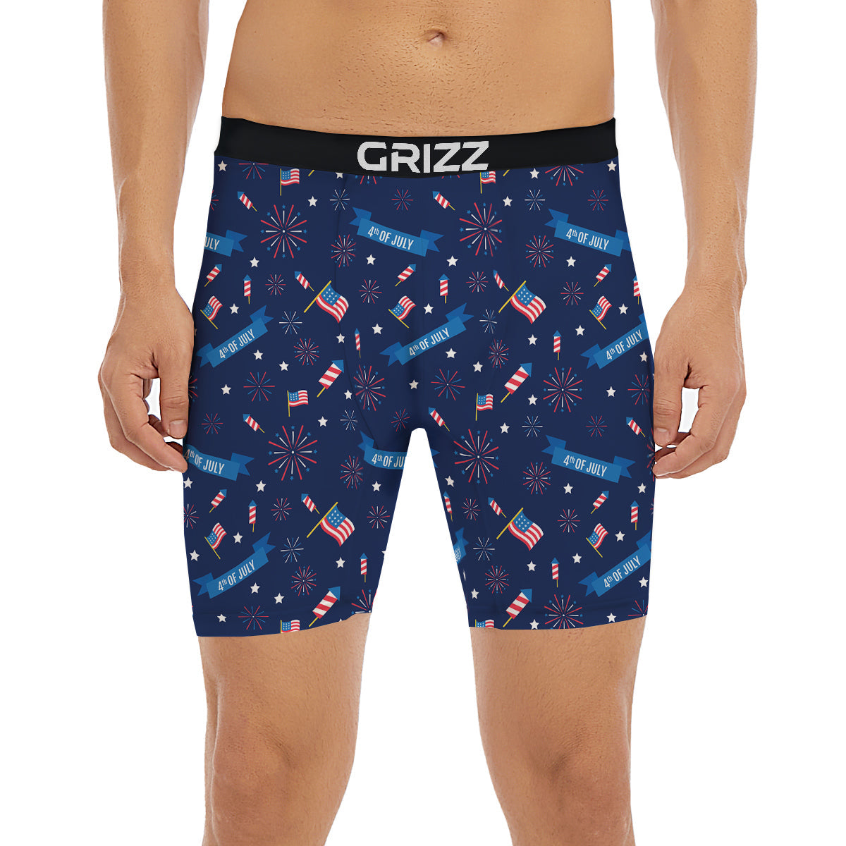 USA Star 4th of July Print Pattern Boxer Briefs-grizzshop