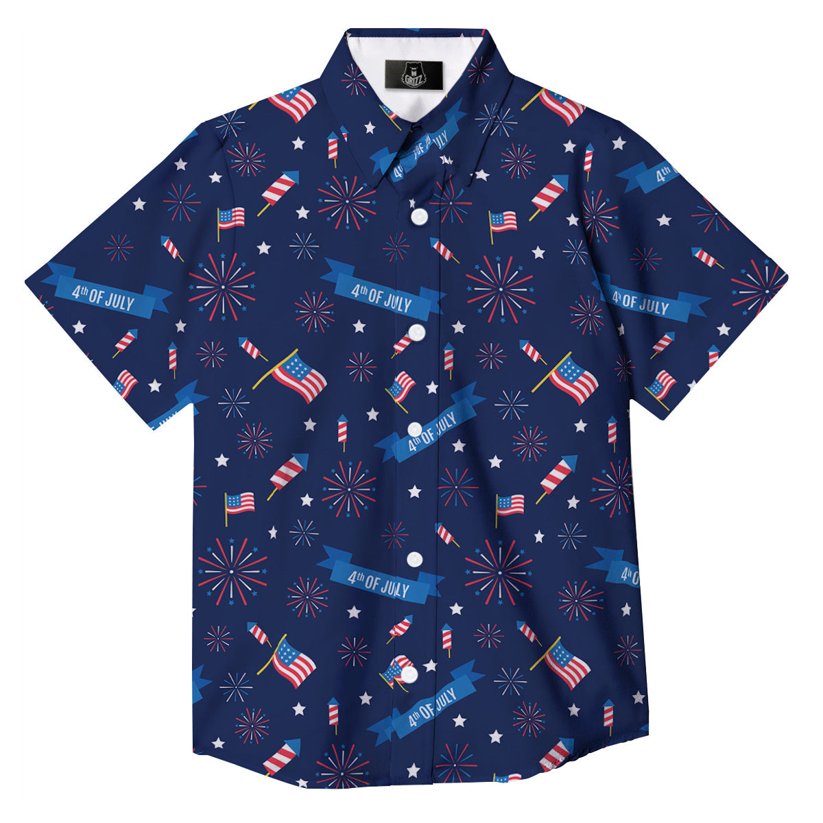 USA Star 4th of July Print Pattern Button Up Shirt-grizzshop