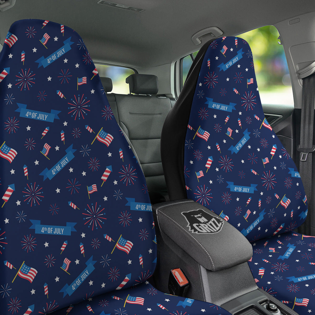 USA Star 4th of July Print Pattern Car Seat Covers-grizzshop