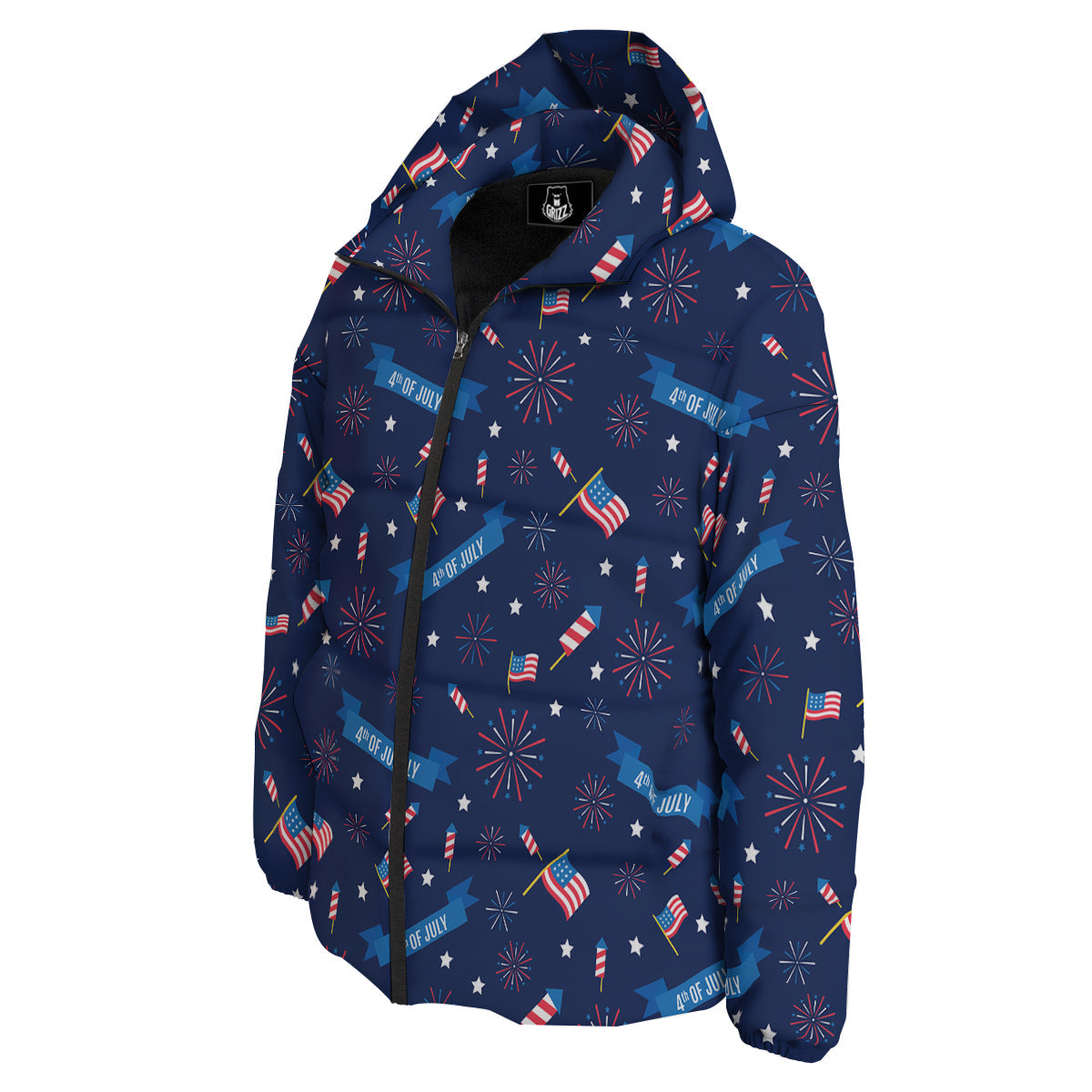 USA Star 4th of July Print Pattern Down Jacket-grizzshop