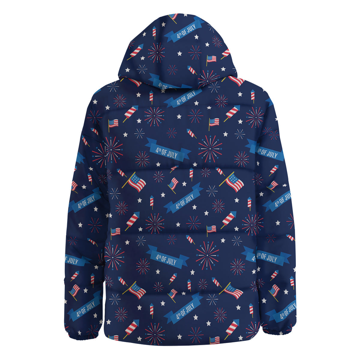 USA Star 4th of July Print Pattern Down Jacket-grizzshop