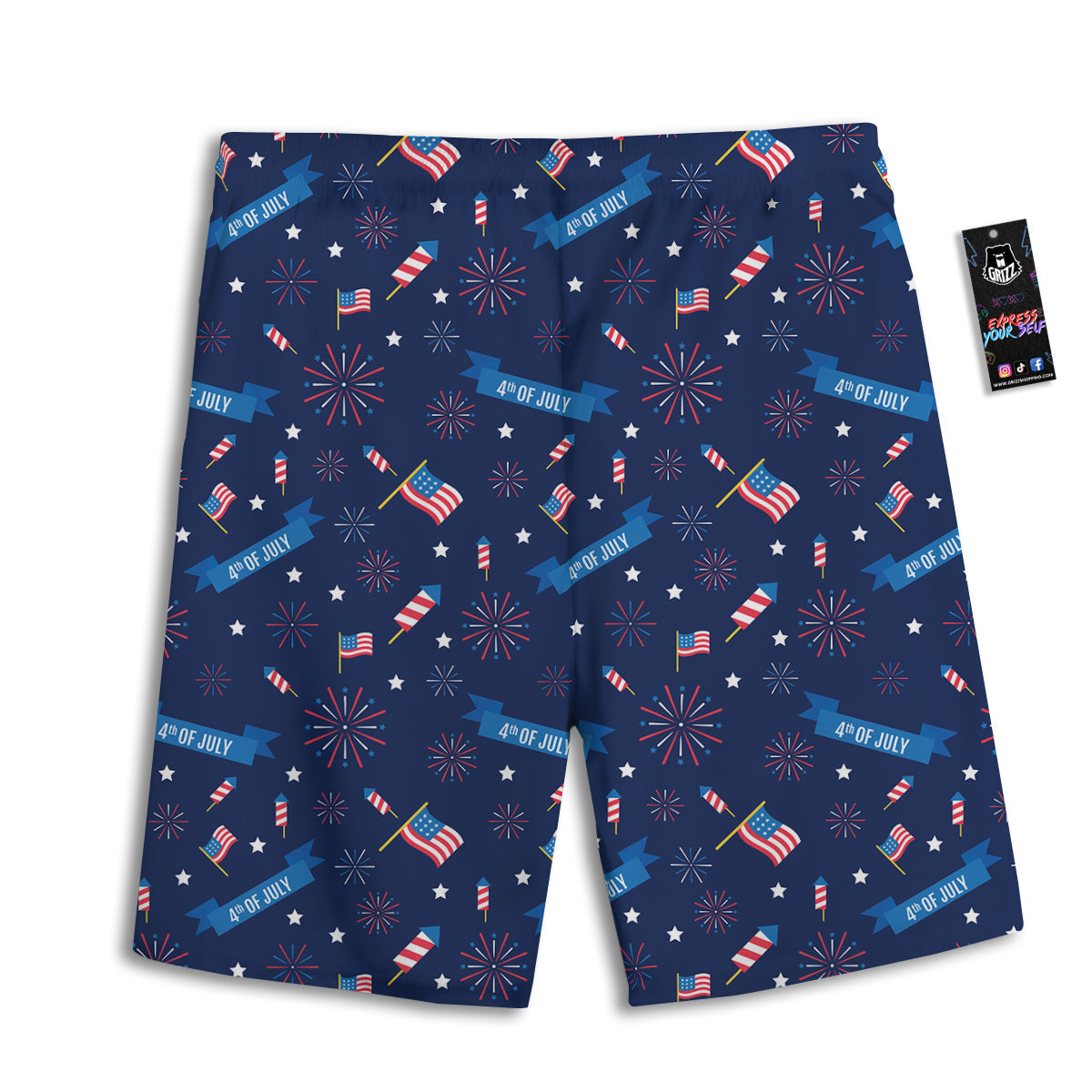 USA Star 4th of July Print Pattern Men's Athletic Shorts