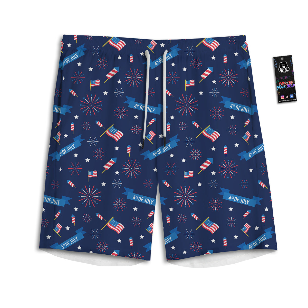 USA Star 4th of July Print Pattern Men's Athletic Shorts