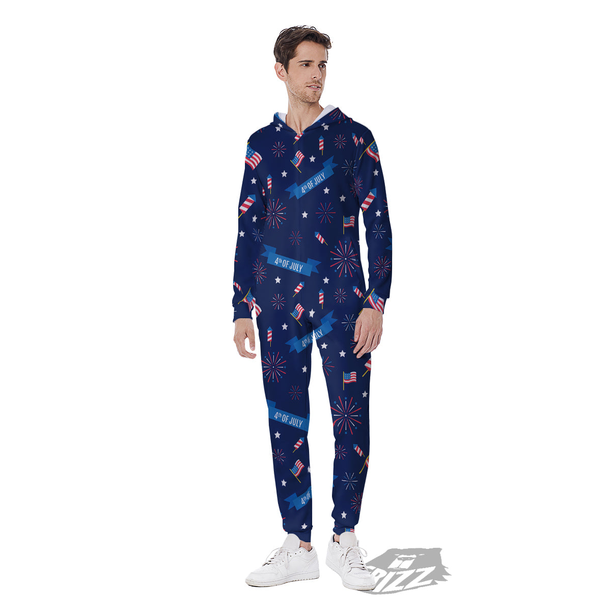 USA Star 4th of July Print Pattern Men's Jumpsuit-grizzshop