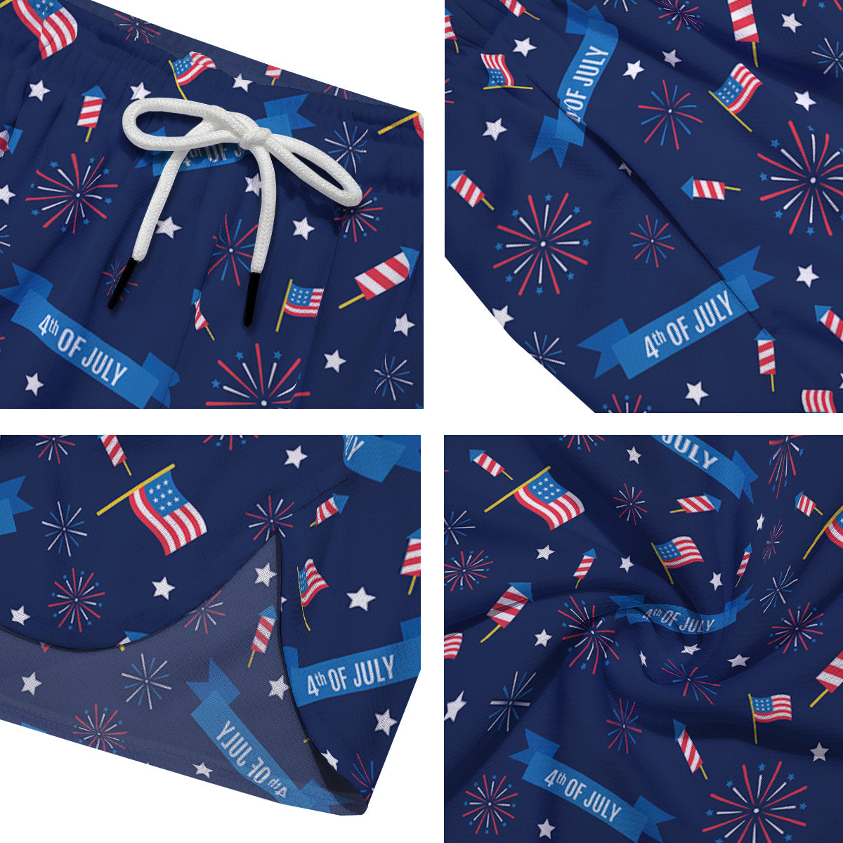 USA Star 4th of July Print Pattern Men's Running Shorts-grizzshop