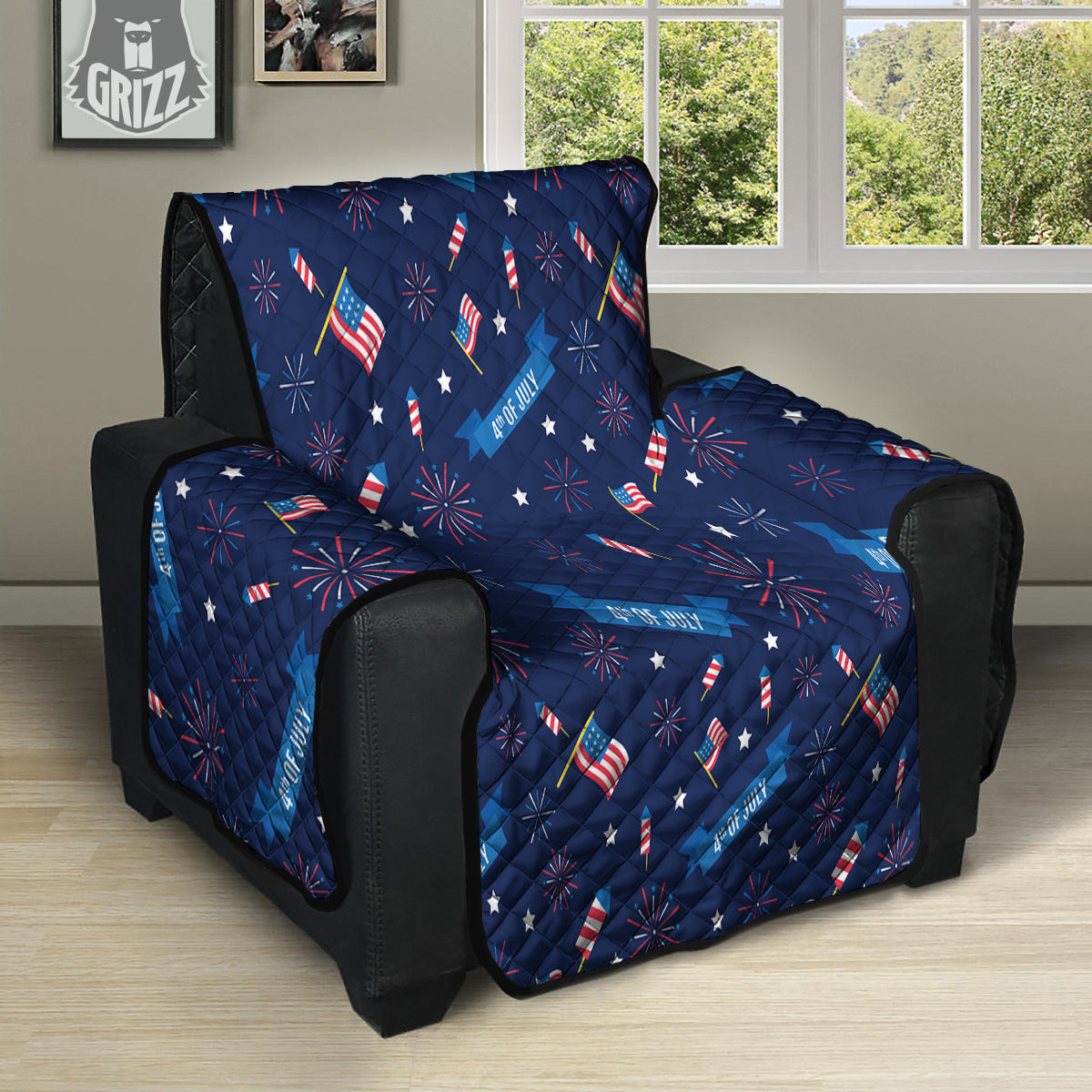 USA Star 4th of July Print Pattern Recliner Protector-grizzshop