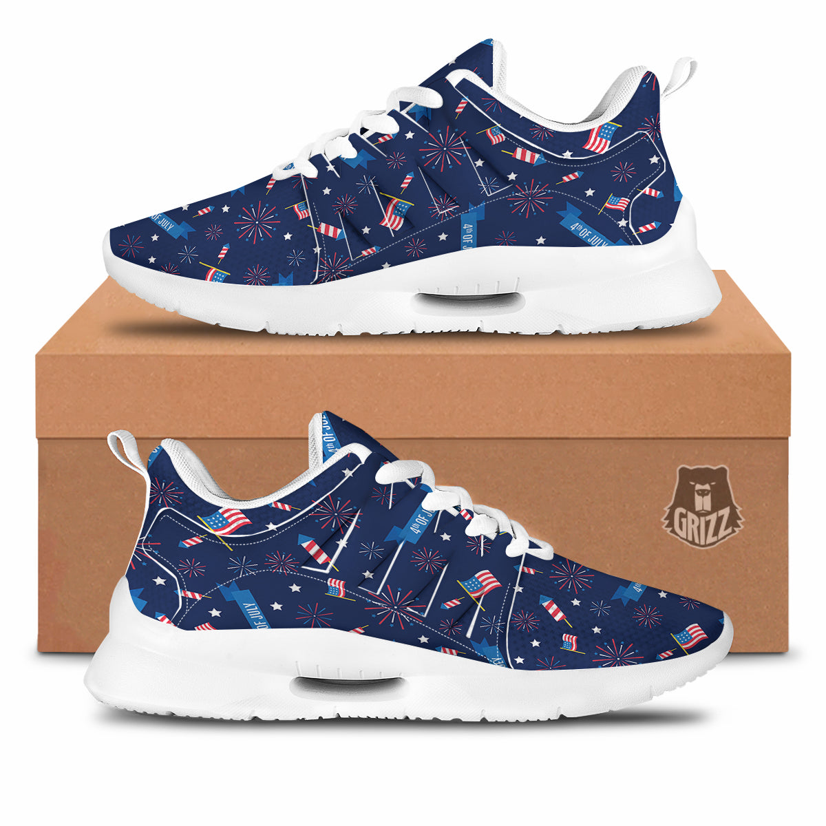 USA Star 4th of July Print Pattern Tennis Shoes-grizzshop