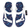 USA Star 4th of July Print Pattern White Open Toe Sandals-grizzshop