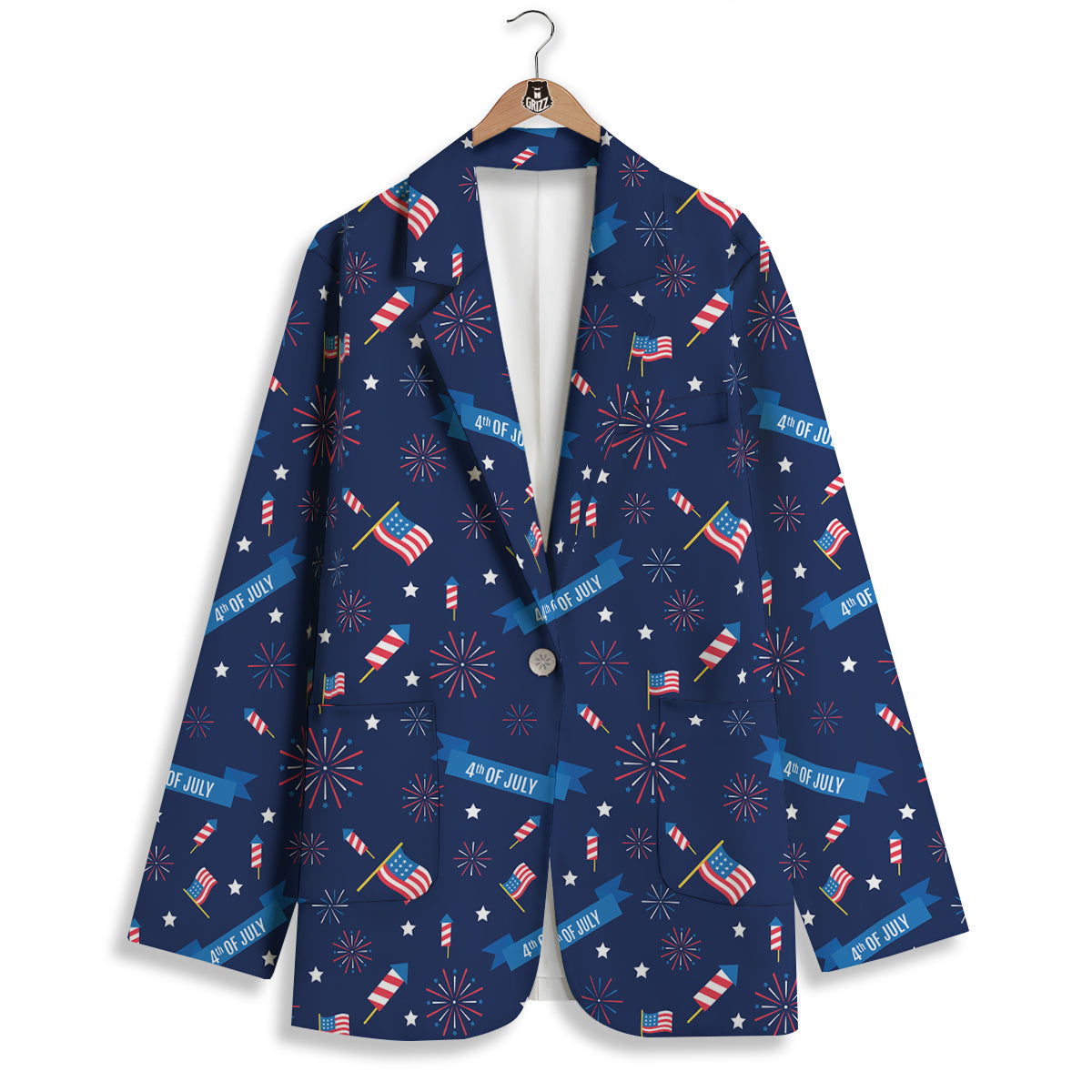 USA Star 4th of July Print Pattern Women's Blazer-grizzshop