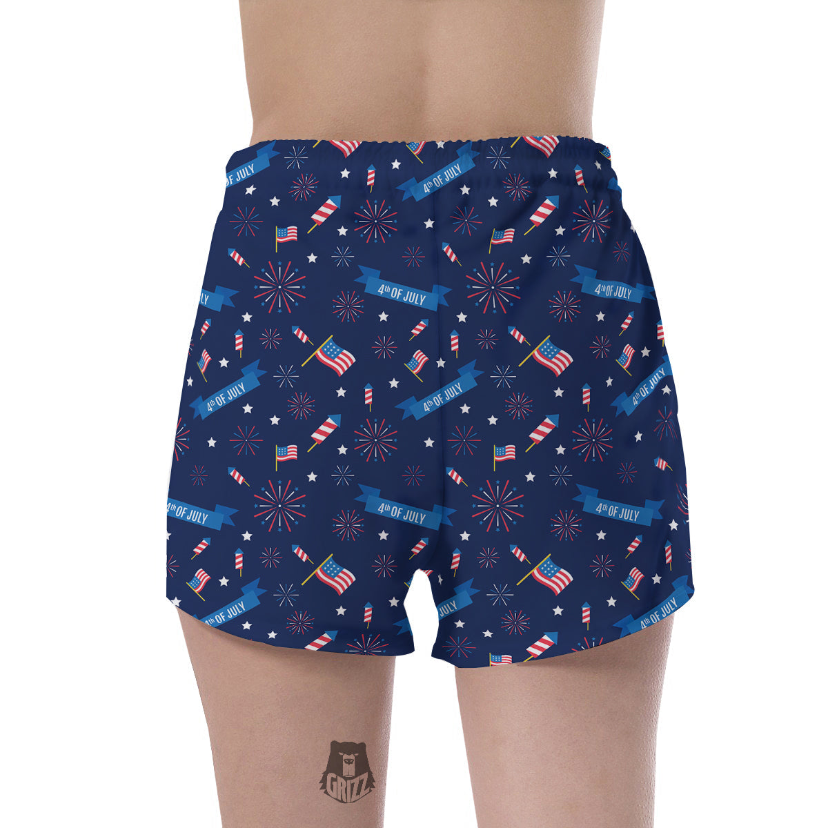 USA Star 4th of July Print Pattern Women's Shorts-grizzshop