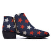 USA Star Blue And Red Print Pattern Ankle Boots-grizzshop