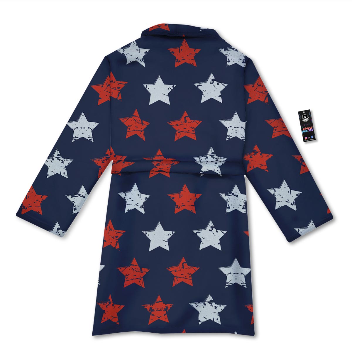 USA Star Blue And Red Print Pattern Bathrobe-grizzshop