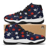 USA Star Blue And Red Print Pattern Black Bball Shoes-grizzshop