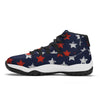 USA Star Blue And Red Print Pattern Black Bball Shoes-grizzshop