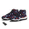 USA Star Blue And Red Print Pattern Black Bball Shoes-grizzshop