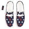 USA Star Blue And Red Print Pattern Black Loafers-grizzshop