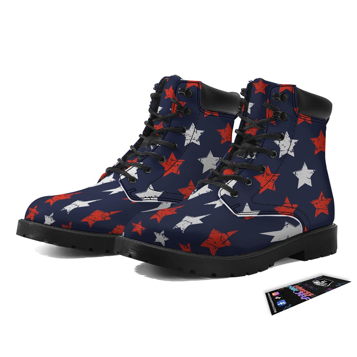 USA Star Blue And Red Print Pattern Boots-grizzshop