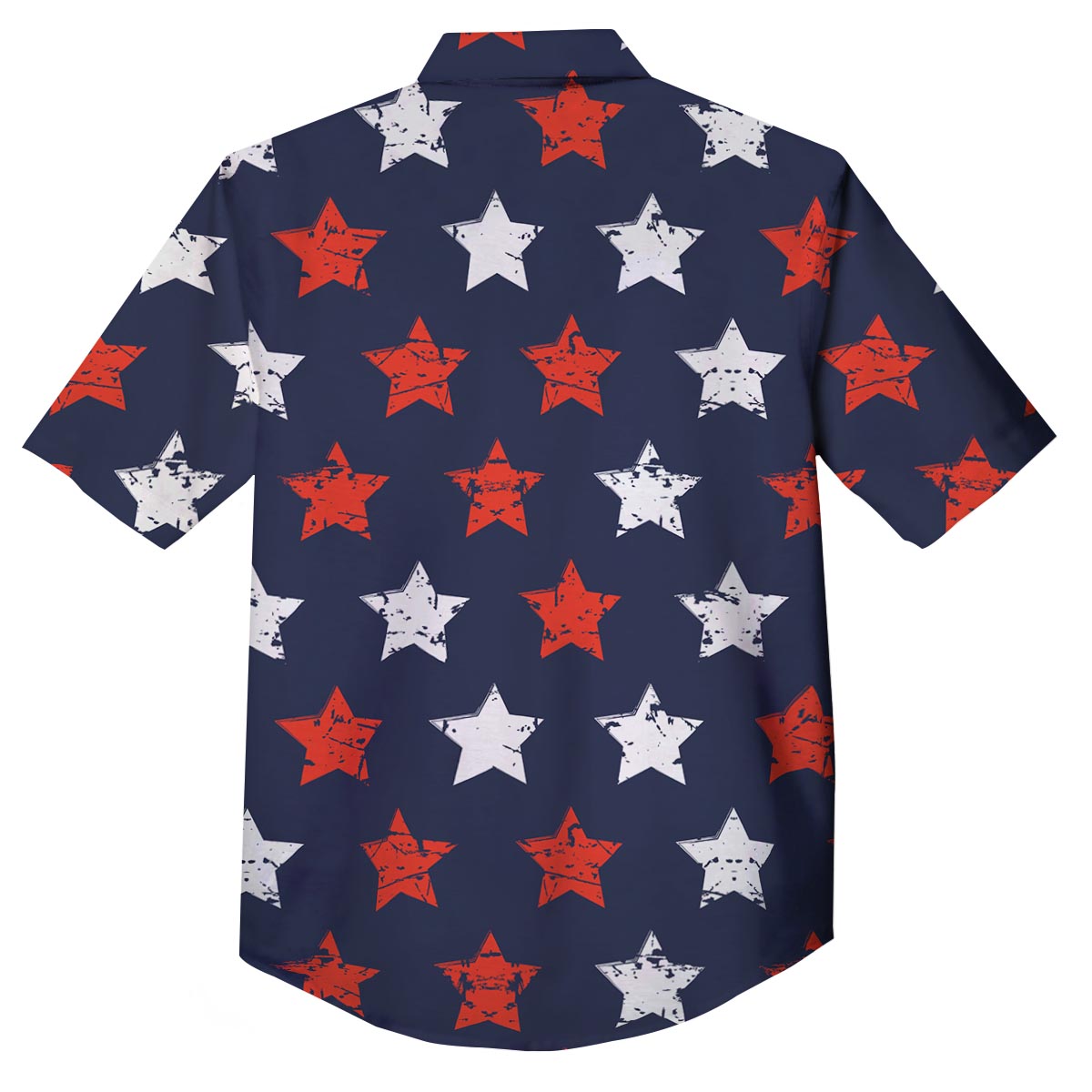 USA Star Blue And Red Print Pattern Button Up Shirt-grizzshop