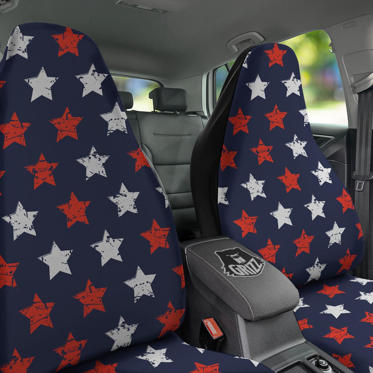 USA Star Blue And Red Print Pattern Car Seat Covers-grizzshop