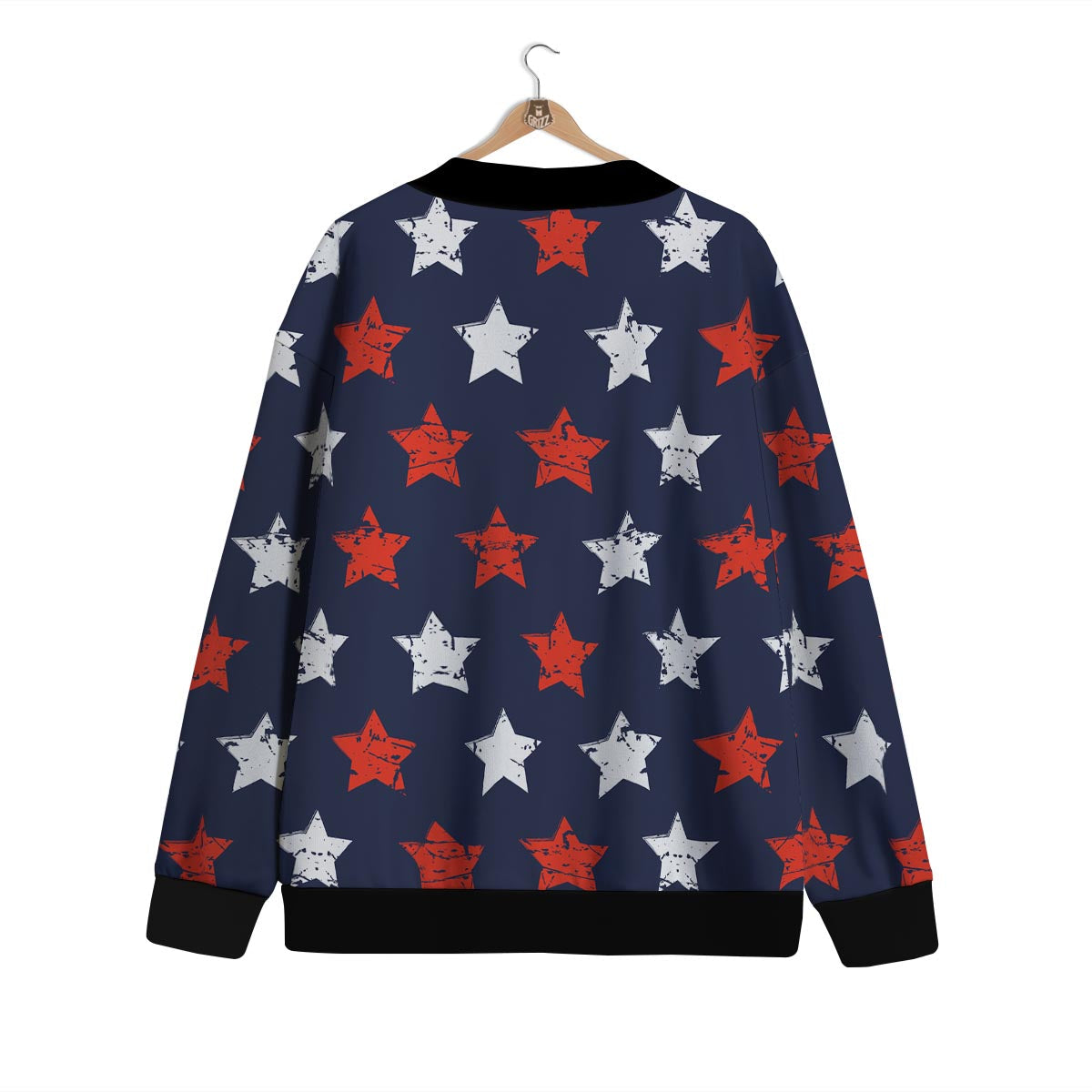 USA Star Blue And Red Print Pattern Cardigan-grizzshop