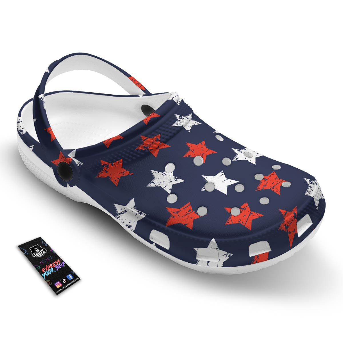 USA Star Blue And Red Print Pattern Clog-grizzshop