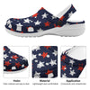 USA Star Blue And Red Print Pattern Clog-grizzshop