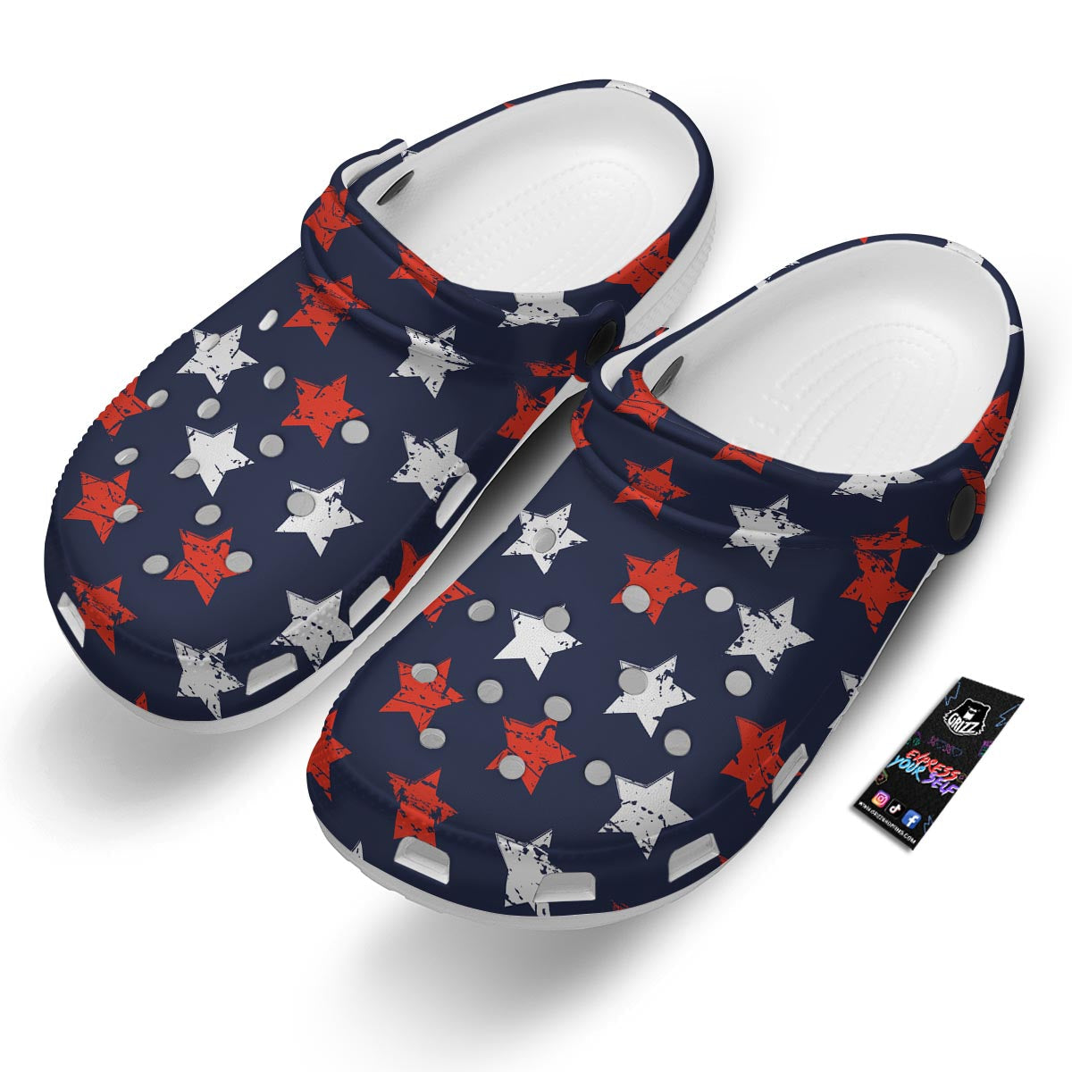 USA Star Blue And Red Print Pattern Clog-grizzshop