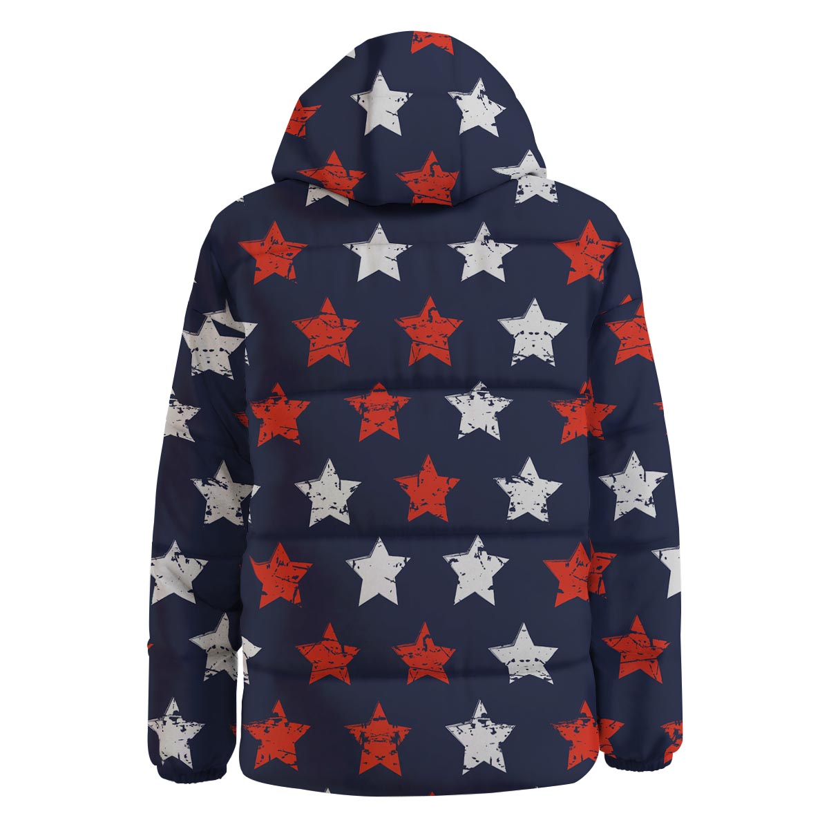 USA Star Blue And Red Print Pattern Down Jacket-grizzshop