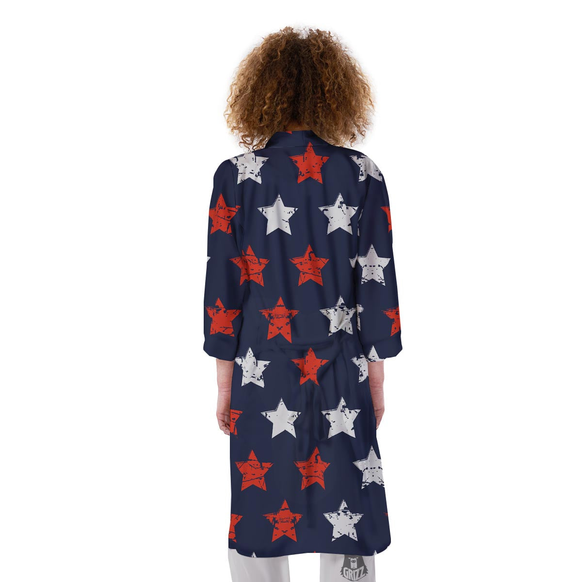 USA Star Blue And Red Print Pattern Kimono-grizzshop