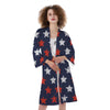 USA Star Blue And Red Print Pattern Kimono-grizzshop