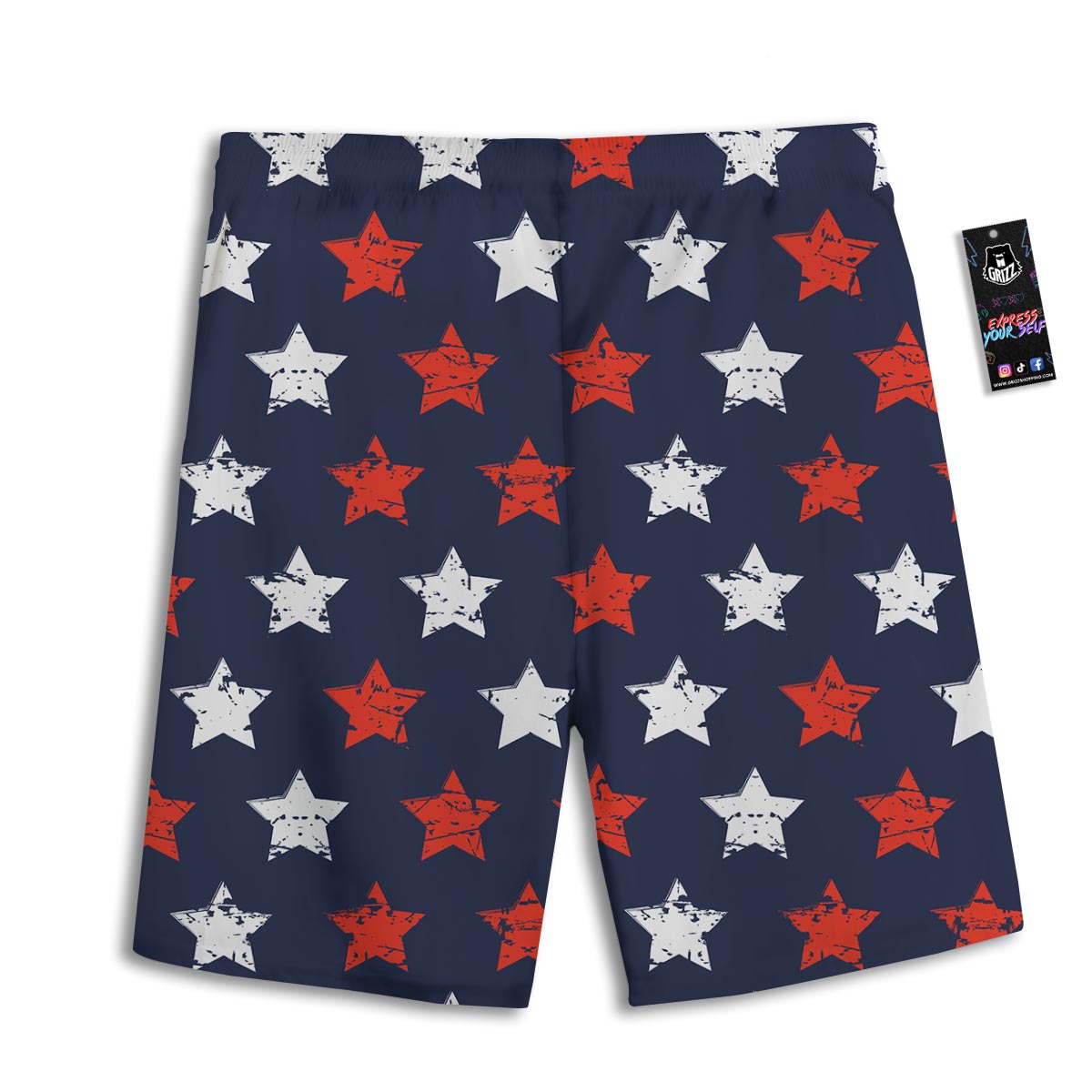USA Star Blue And Red Print Pattern Men's Athletic Shorts
