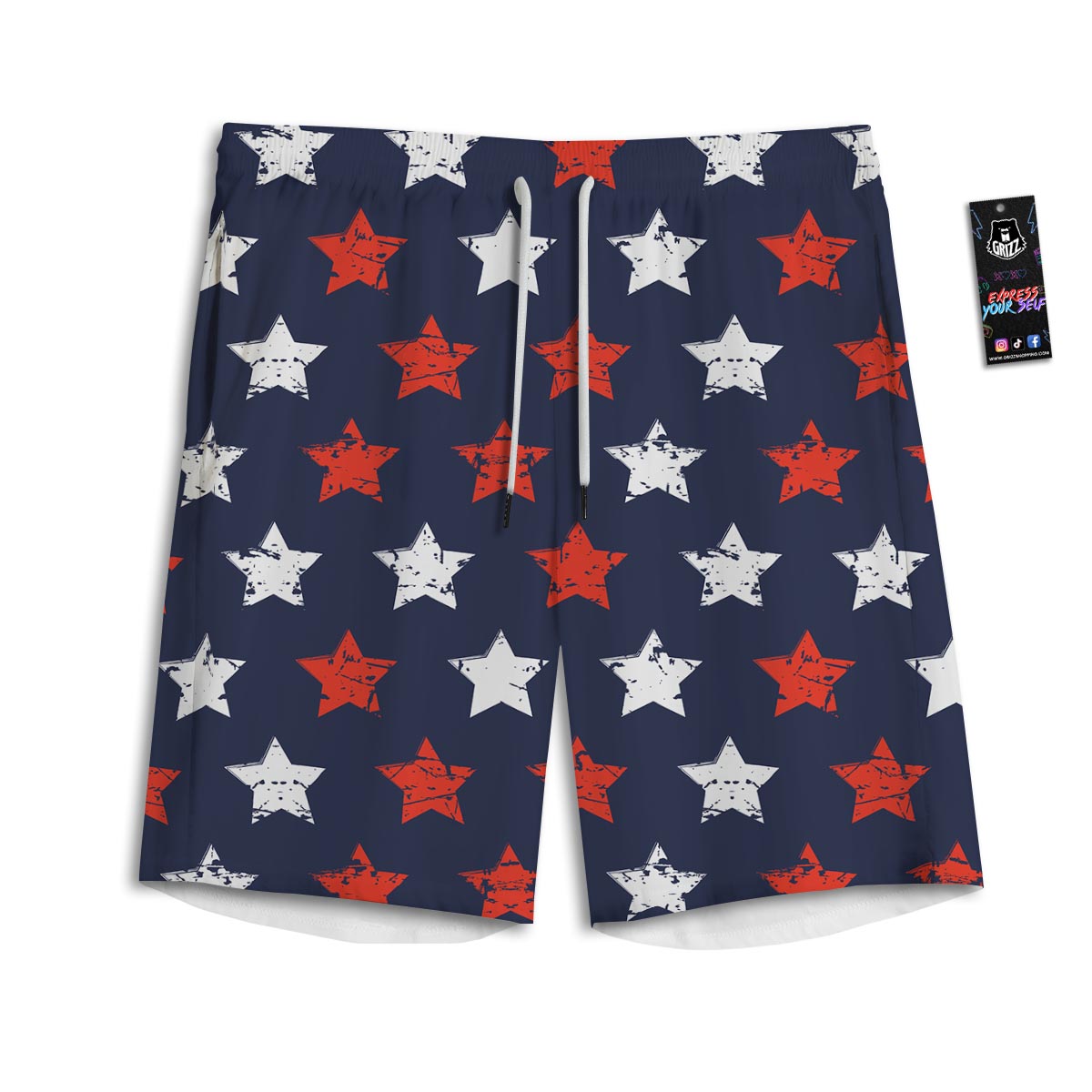 USA Star Blue And Red Print Pattern Men's Athletic Shorts