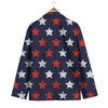 USA Star Blue And Red Print Pattern Men's Blazer-grizzshop