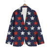 USA Star Blue And Red Print Pattern Men's Blazer-grizzshop