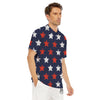 USA Star Blue And Red Print Pattern Men's Golf Shirts-grizzshop