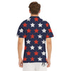 USA Star Blue And Red Print Pattern Men's Golf Shirts-grizzshop