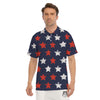 USA Star Blue And Red Print Pattern Men's Golf Shirts-grizzshop