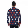 USA Star Blue And Red Print Pattern Men's Long Sleeve Shirts-grizzshop